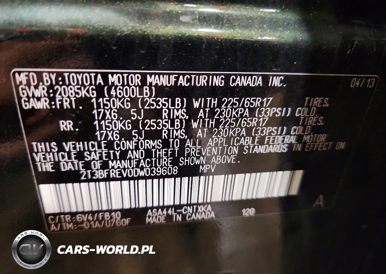 2013 Toyota Rav4 Le VIN:2T3BFREV0DW039608 - 12