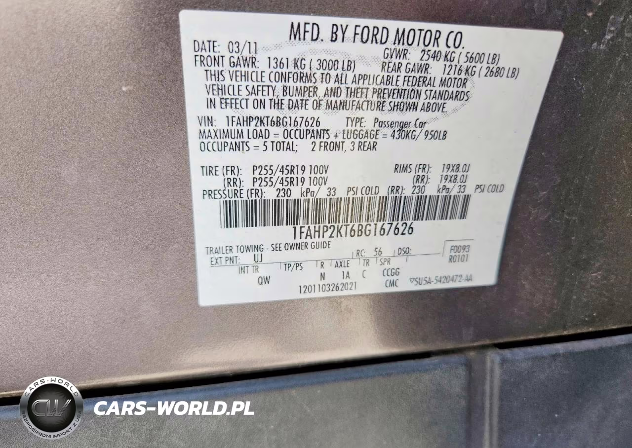 2011 Ford Taurus Sho VIN:1FAHP2KT6BG167626 - 12