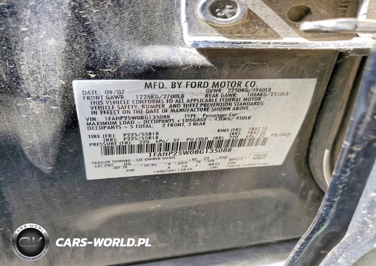 2008 Ford Taurus Limited VIN:1FAHP25W08G135088 - 12