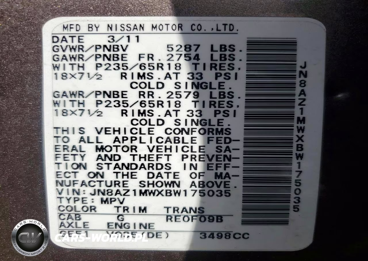 2011 Nissan Murano S VIN:JN8AZ1MWXBW175035 - 13