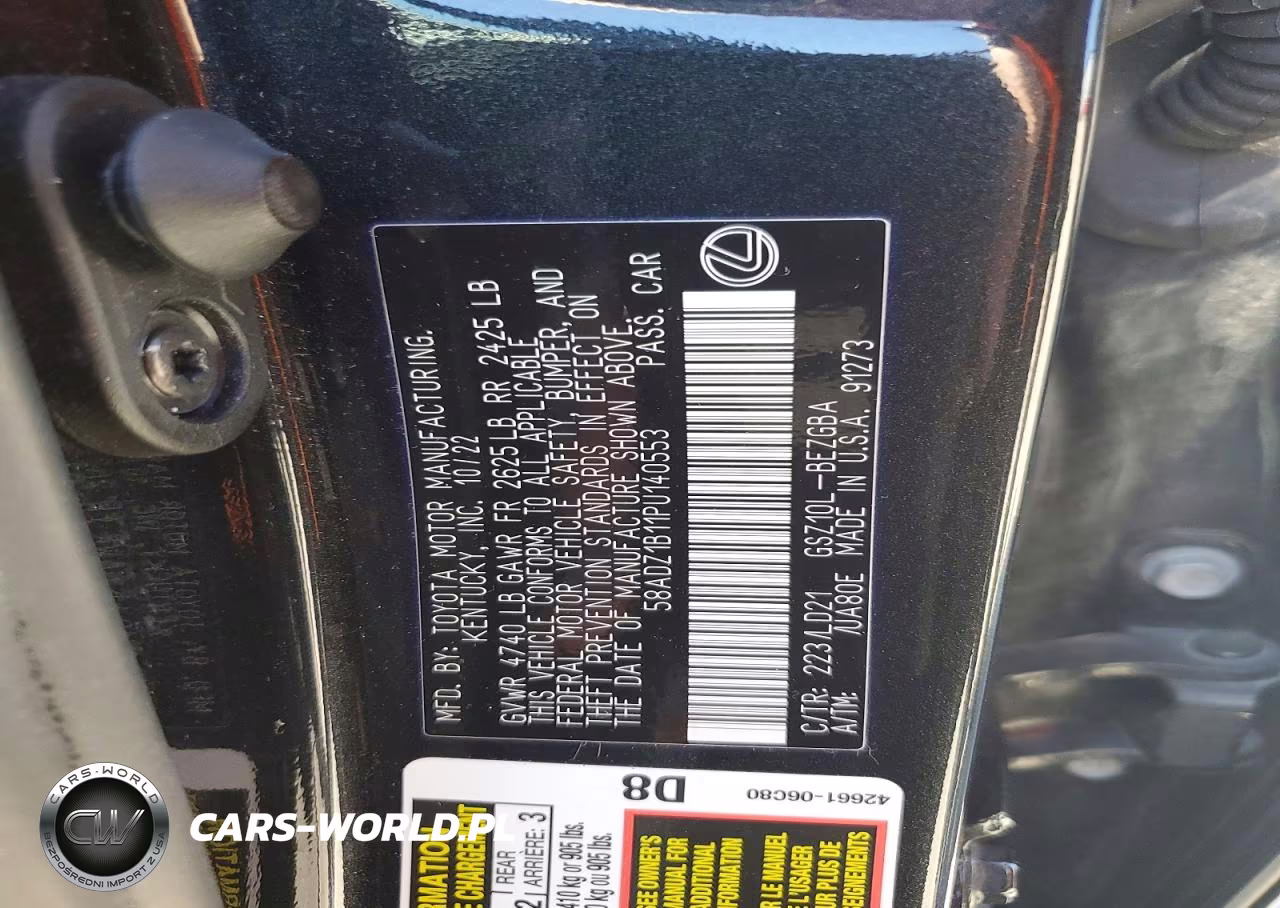 2023 Lexus Es 350 Base VIN:58ADZ1B11PU140553 - 12