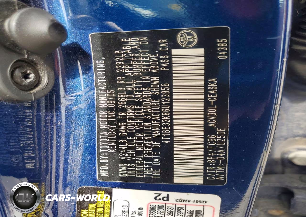 2006 Toyota Camry Se VIN:4T1BE32K86U123956 - 12
