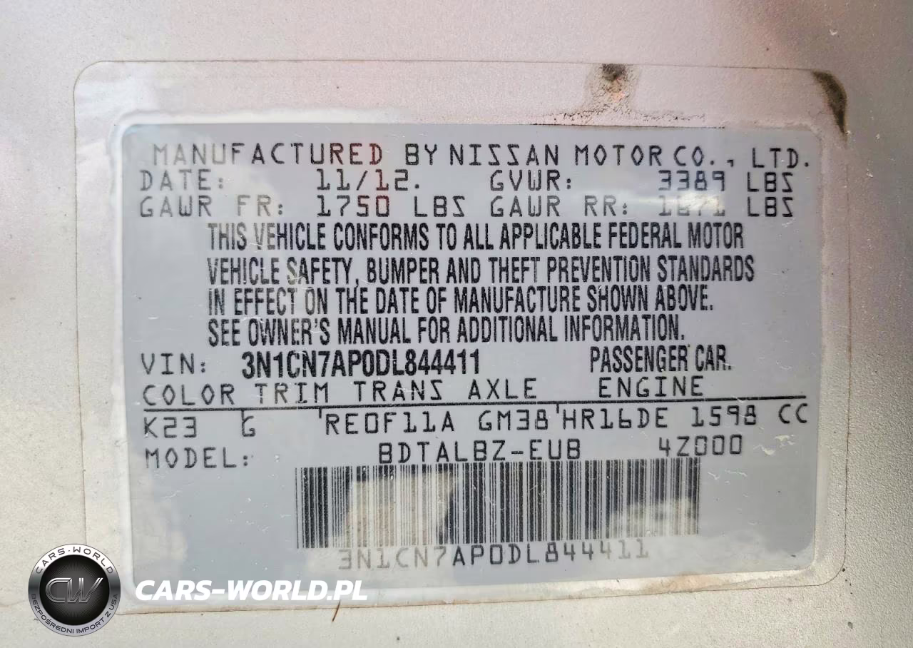 2013 Nissan Versa 1.6 S VIN:3N1CN7AP0DL844411 - 14