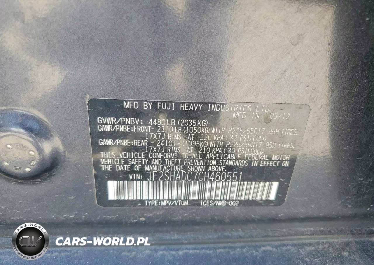 2012 Subaru Forester 2.5X Premium VIN:JF2SHADC7CH460551 - 12
