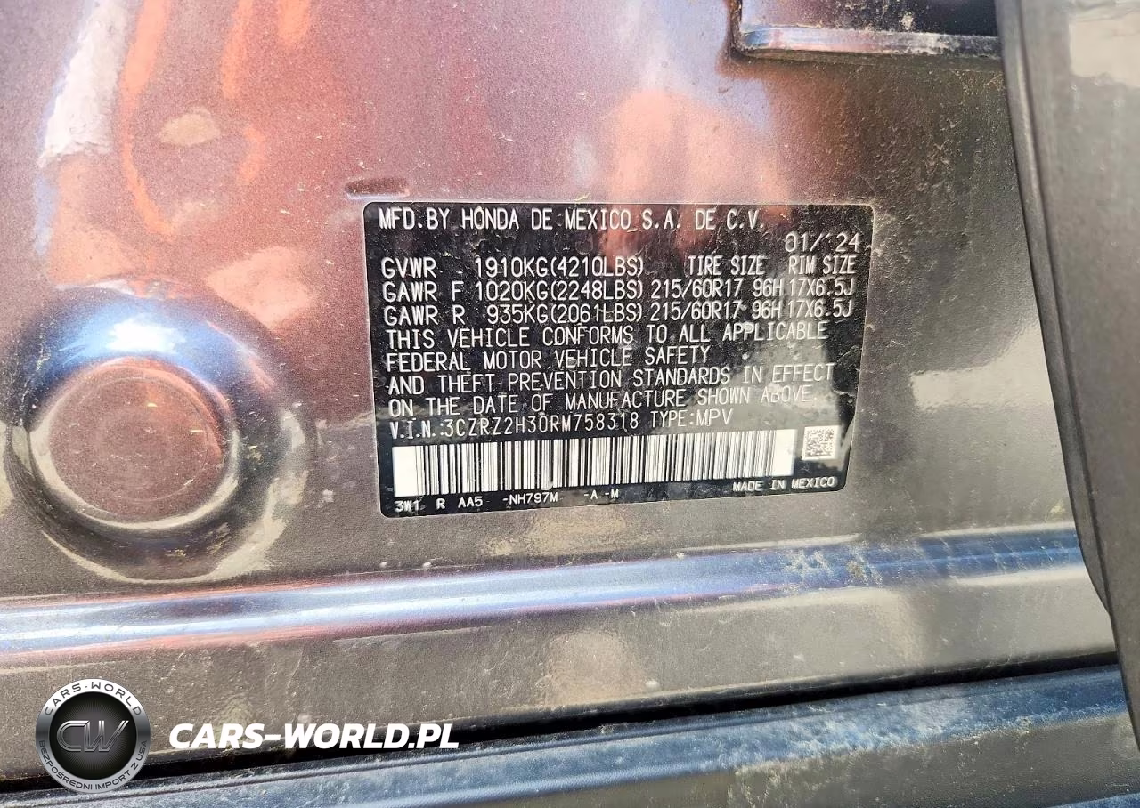 2024 Honda Hr-V Lx VIN:3CZRZ2H30RM758318 - 13