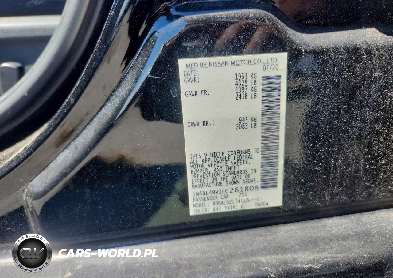 2020 Nissan Altima S VIN:1N4BL4BV1LC261808 - 12