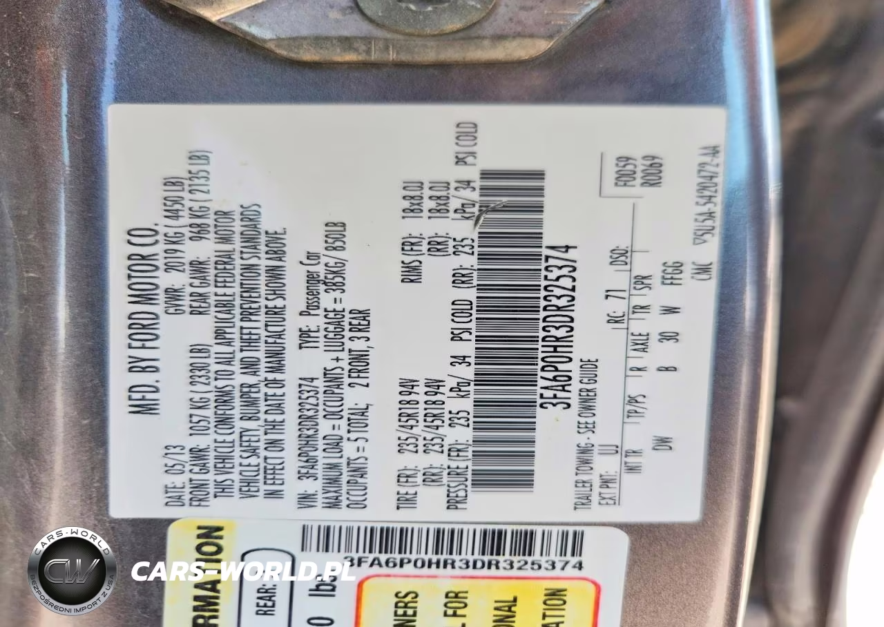 2013 Ford Fusion Se VIN:3FA6P0HR3DR325374 - 13
