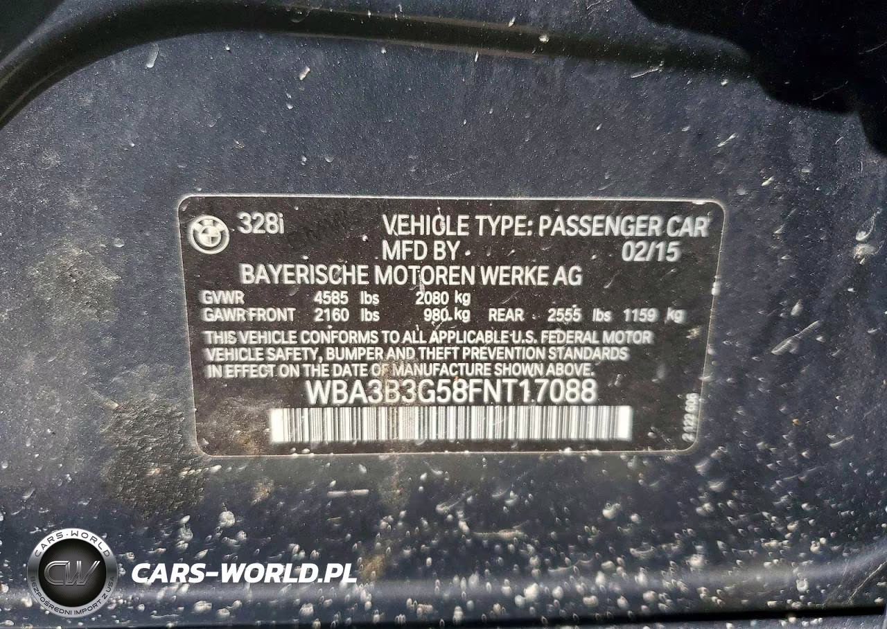 2015 BMW 328 Xi VIN:WBA3B3G58FNT17088 - 12