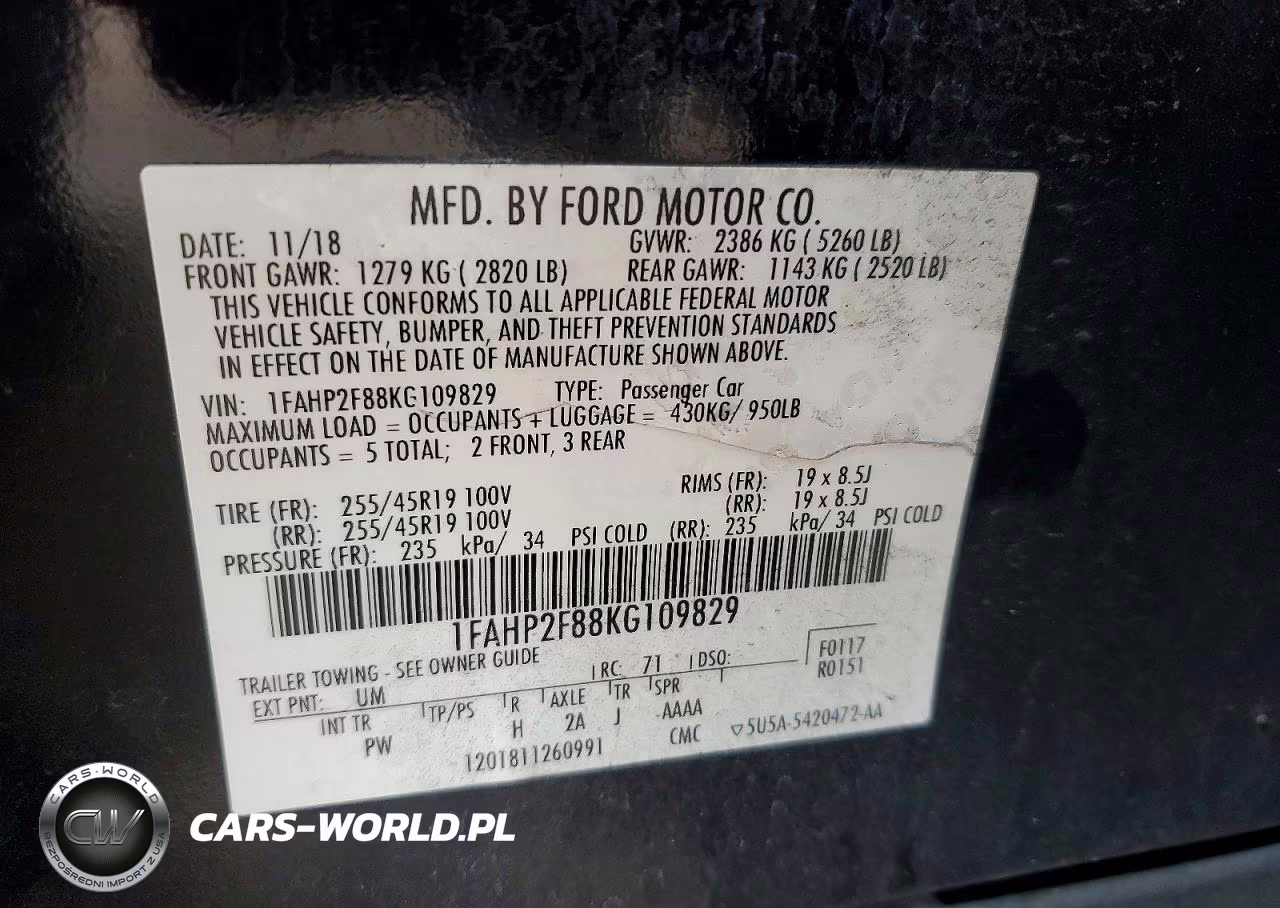 2019 Ford Taurus Limited VIN:1FAHP2F88KG109829 - 12