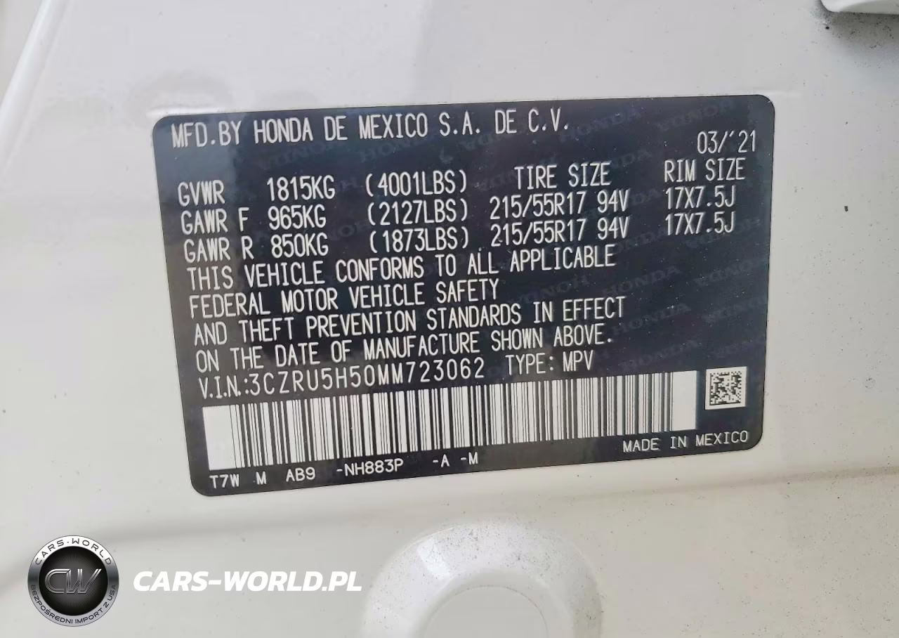2021 Honda Hr-V Ex VIN:3CZRU5H50MM723062 - 13