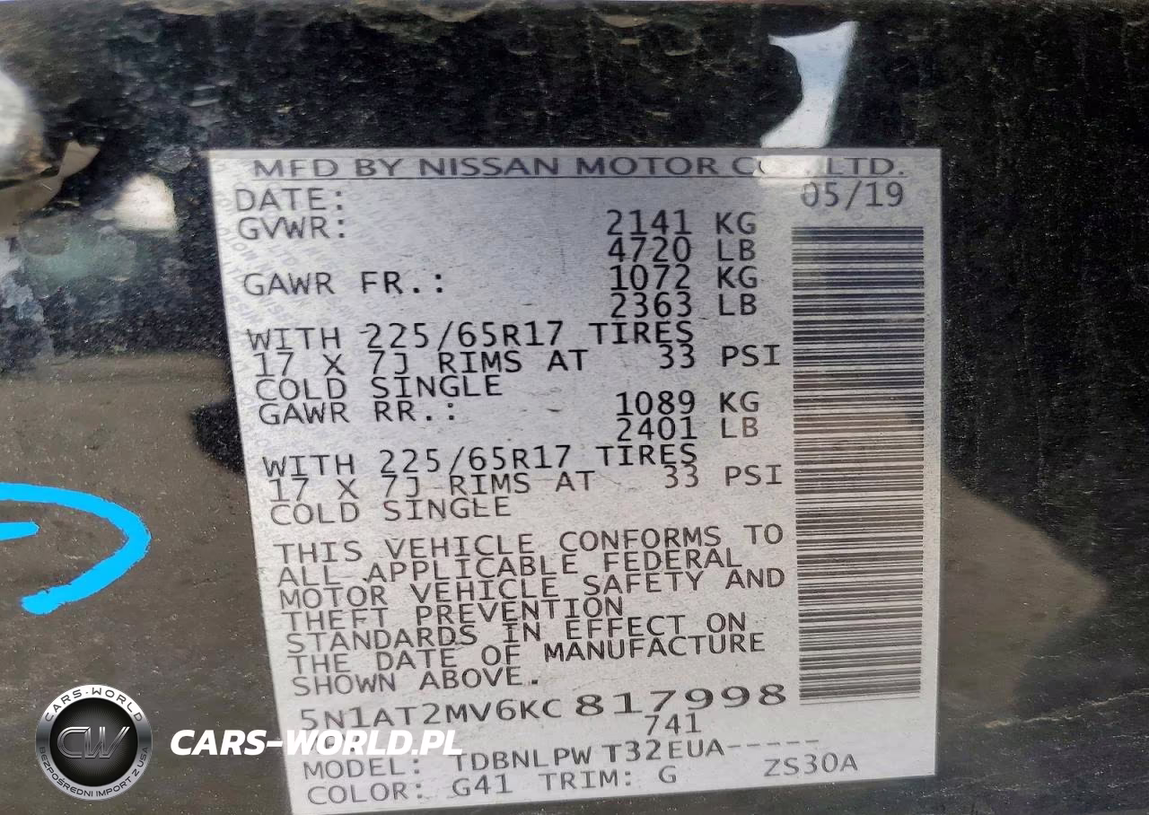 2019 Nissan Rogue S VIN:5N1AT2MV6KC817998 - 14
