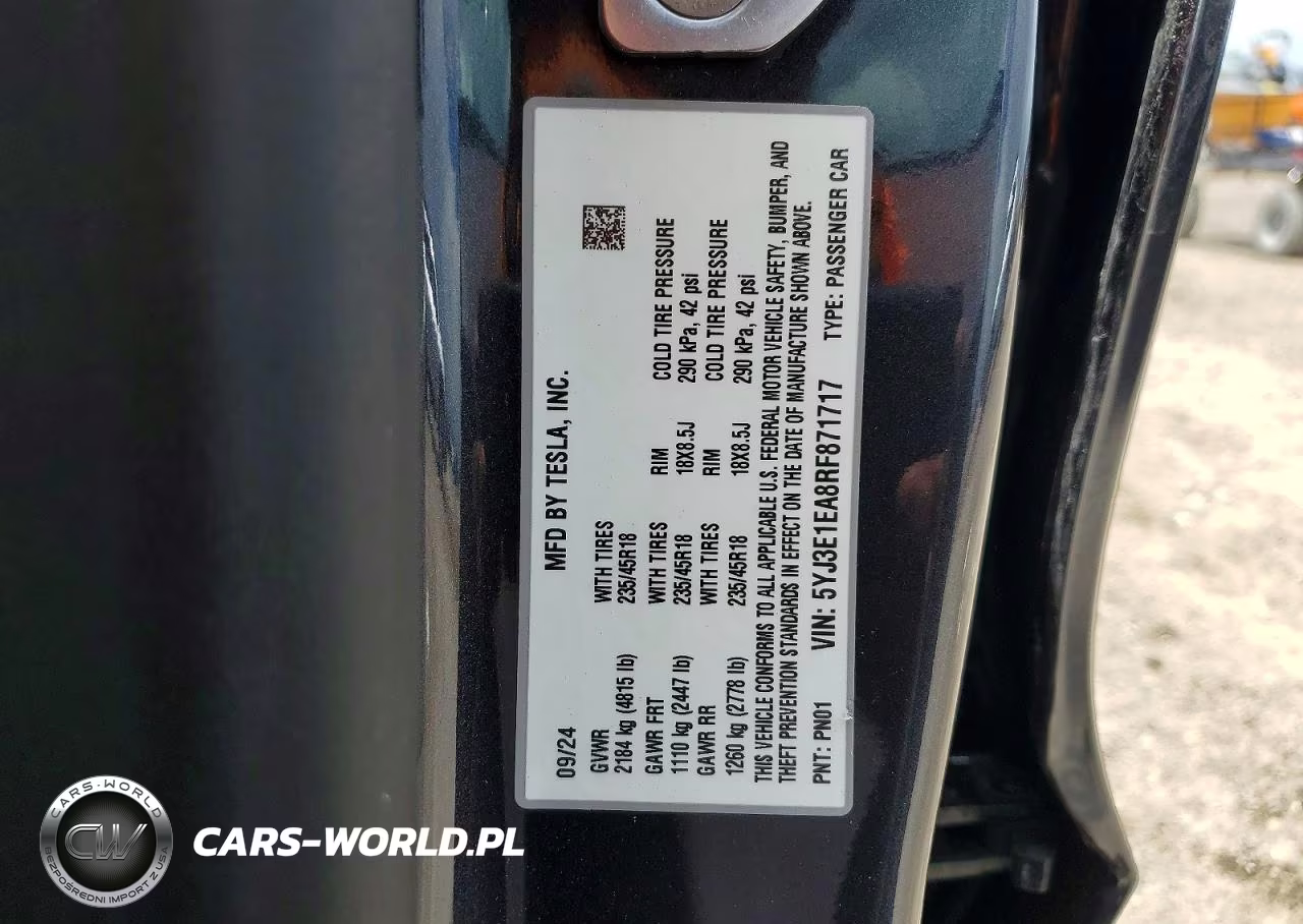 2024 Tesla Model 3 VIN:5YJ3E1EA8RF871717 - 12
