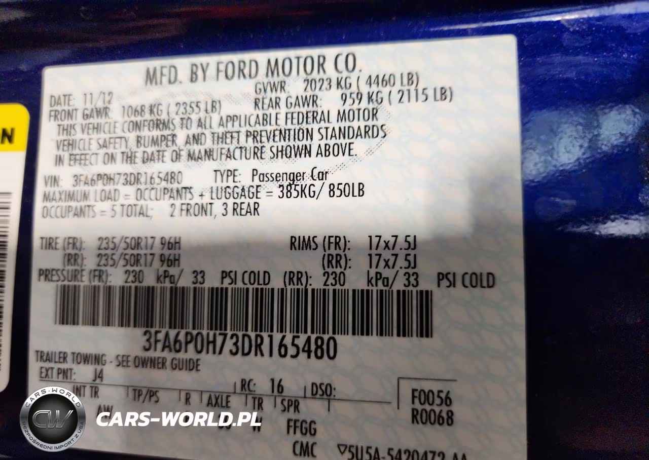 2013 F Fusion VIN:3FA6P0H73DR165480 - 13