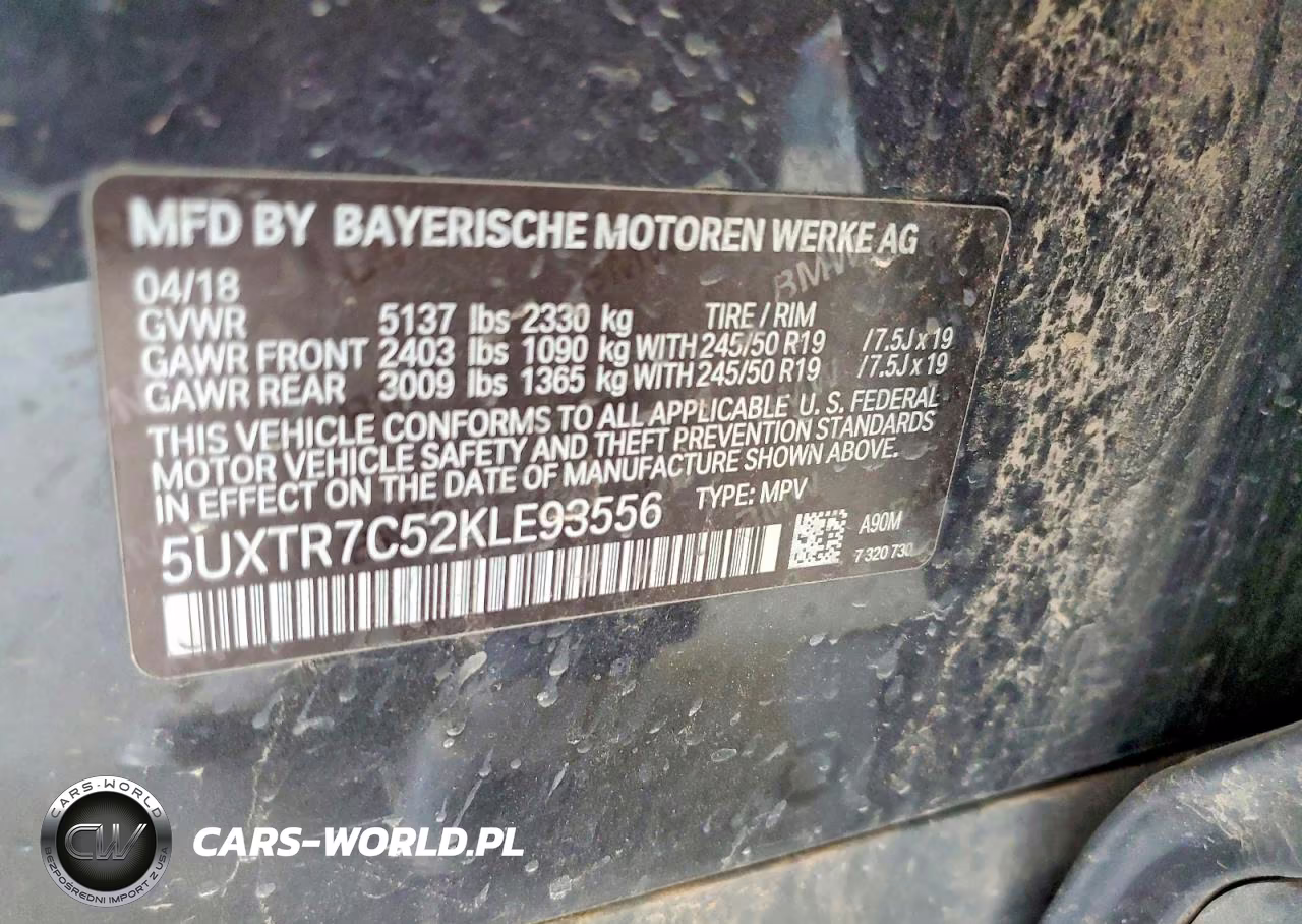 2019 BMW X3 Sdrive30I VIN:5UXTR7C52KLE93556 - 13