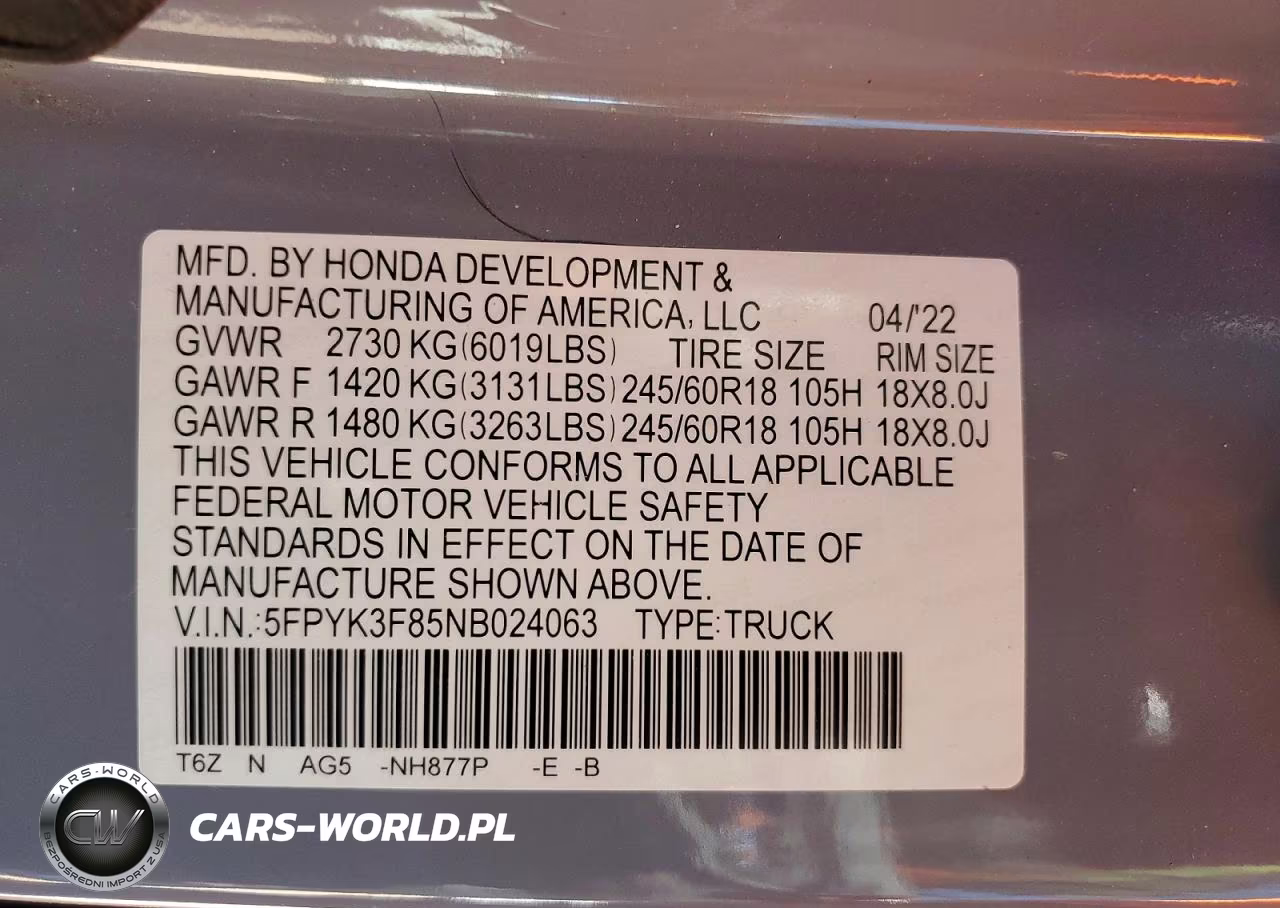 2022 Honda Ridgeline Black Edition VIN:5FPYK3F85NB024063 - 12