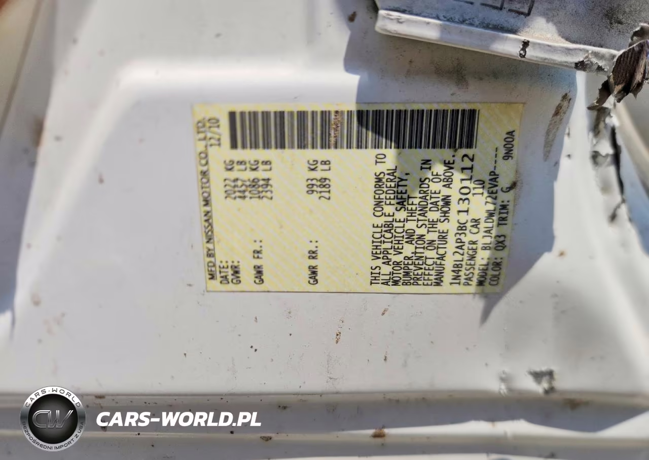 2011 Nissan Altima Sr VIN:1N4BL2AP3BC130112 - 12