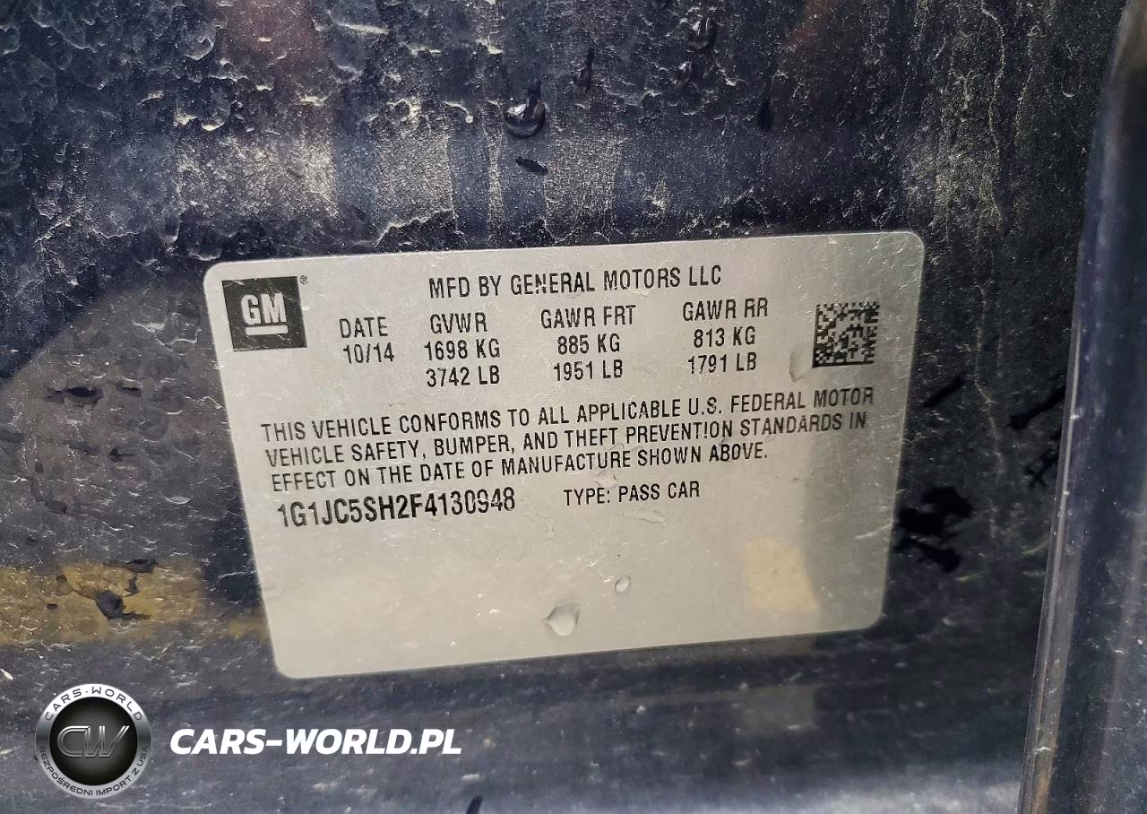 2015 Chevrolet Sonic Lt VIN:1G1JC5SH2F4130948 - 13
