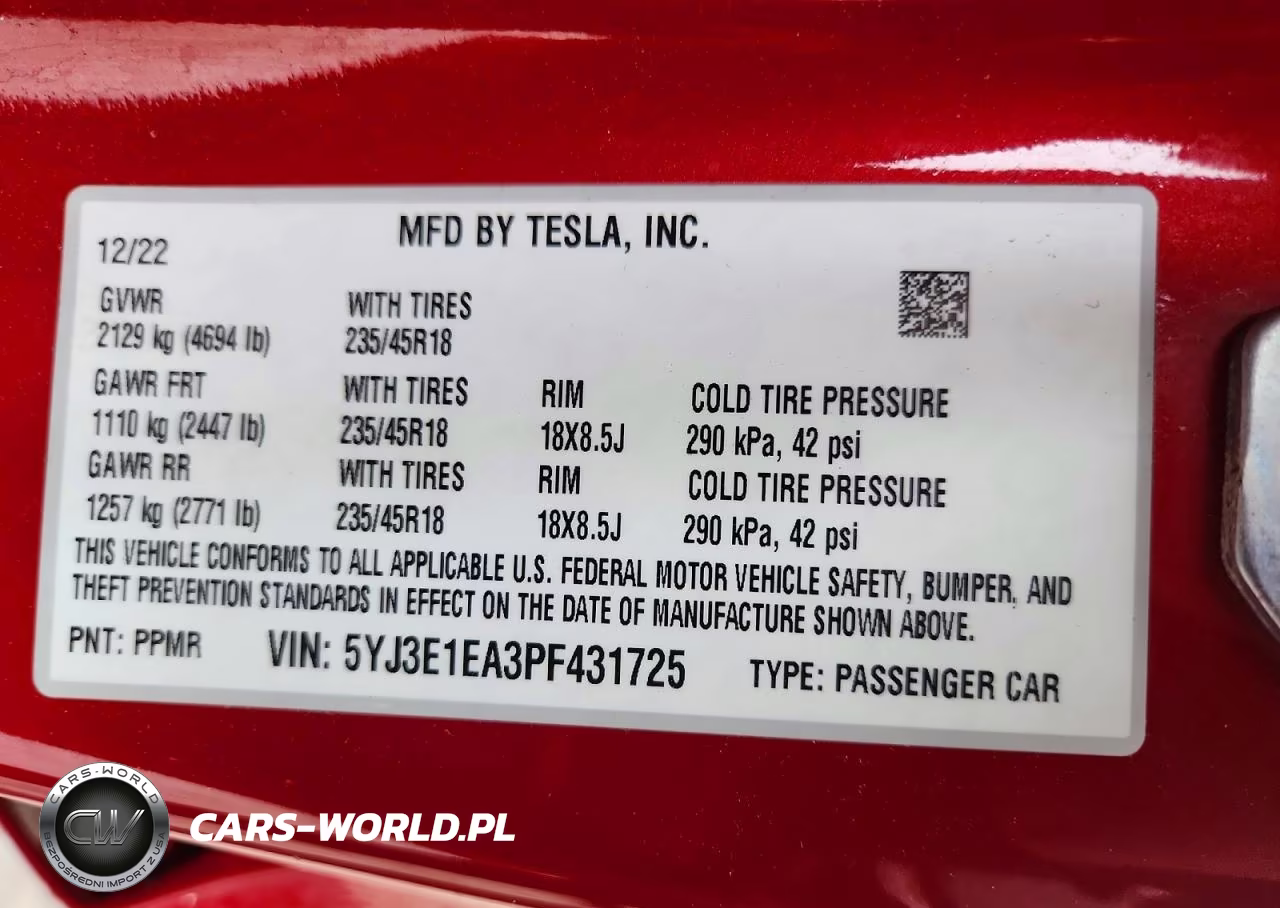 2023 Tesla Model 3 VIN:5YJ3E1EA3PF431725 - 12