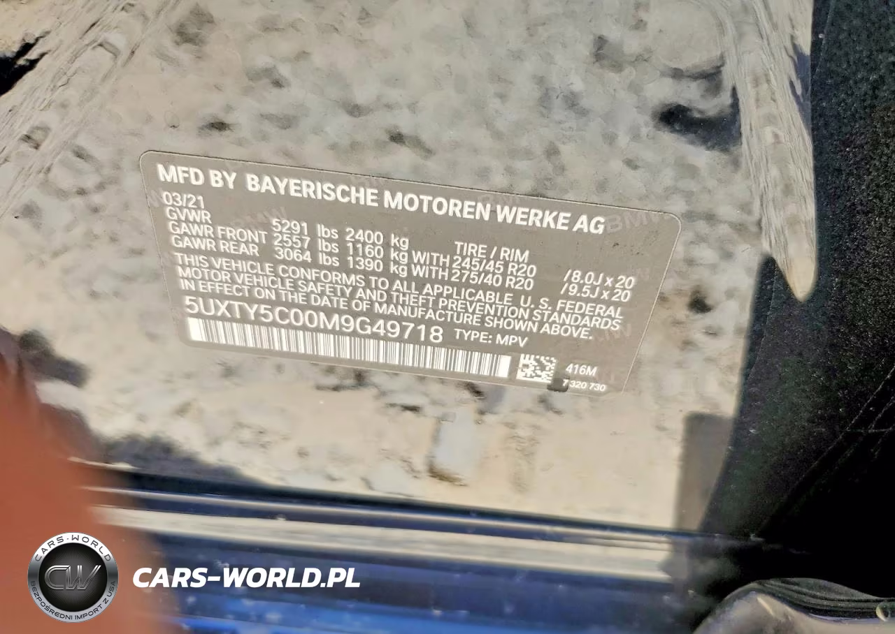 2021 BMW X3 xDrive30I VIN:5UXTY5C00M9G49718 - 13