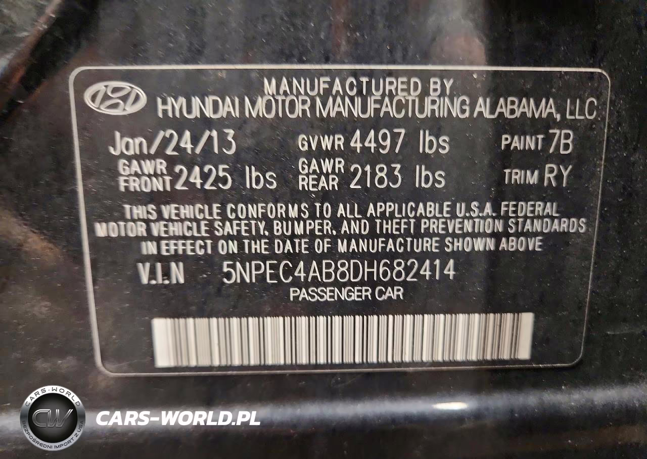 2013 Hyundai Sonata Limited 2.0T VIN:5NPEC4AB8DH682414 - 12