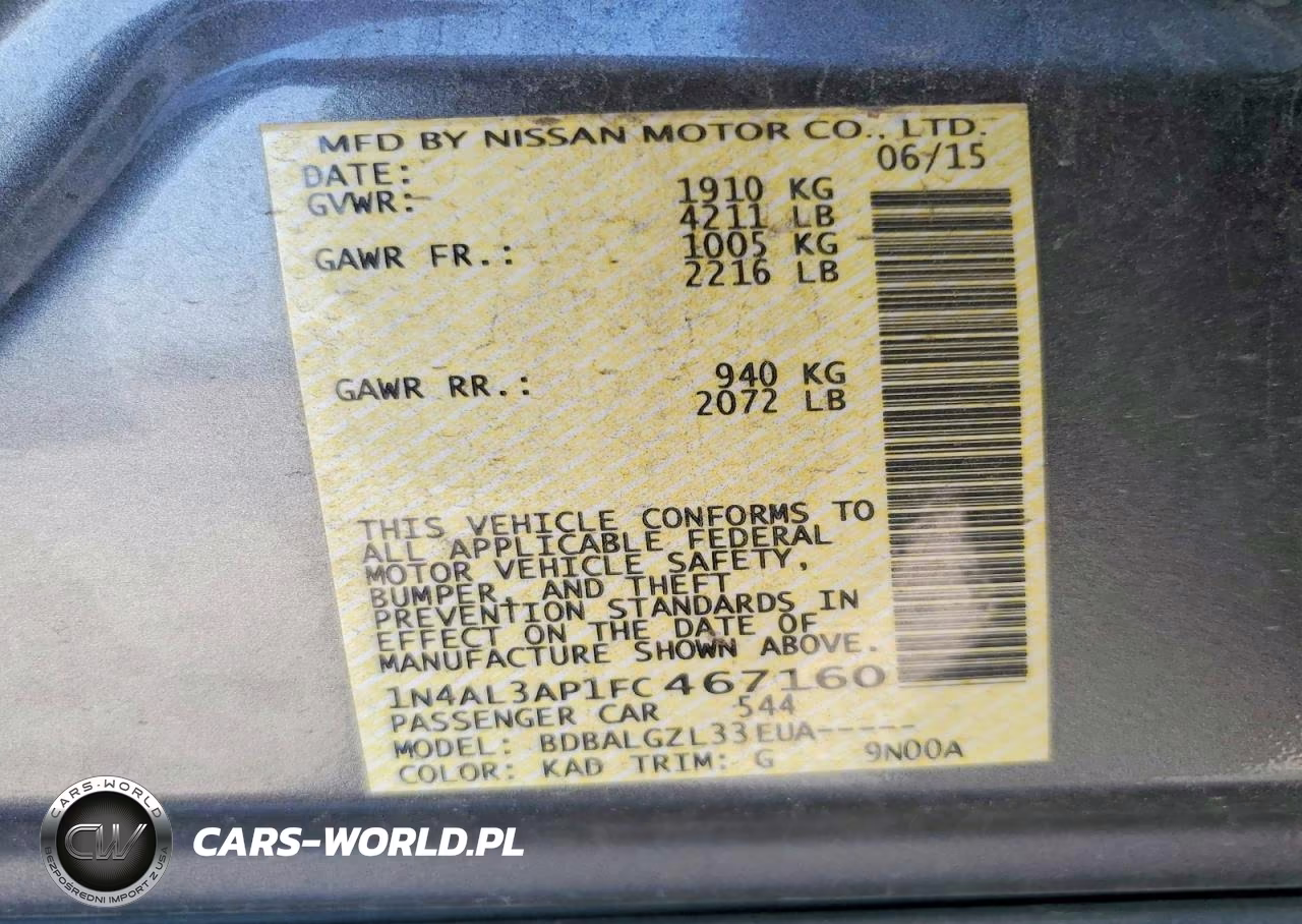 2015 Nissan Altima 2.5 S VIN:1N4AL3AP1FC467160 - 12