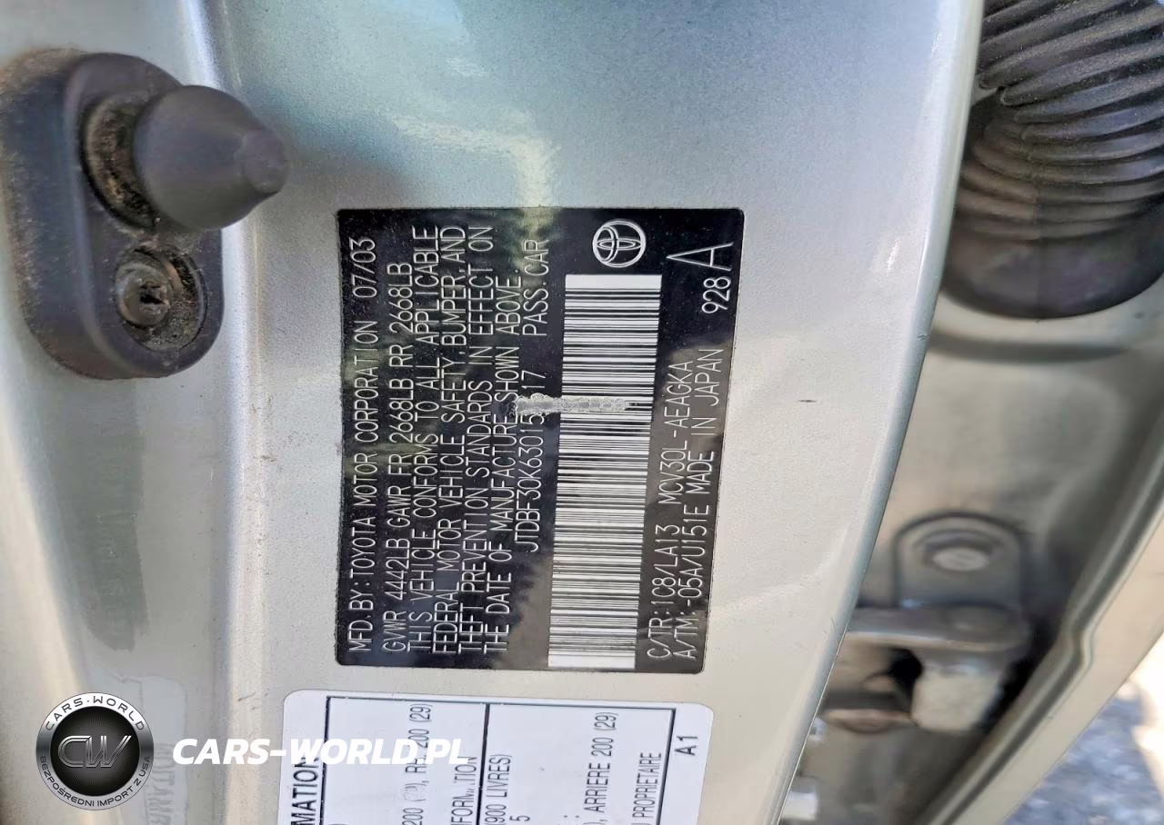 2003 Toyota Camry Xle V6 VIN:JTDBF30K630151617 - 12