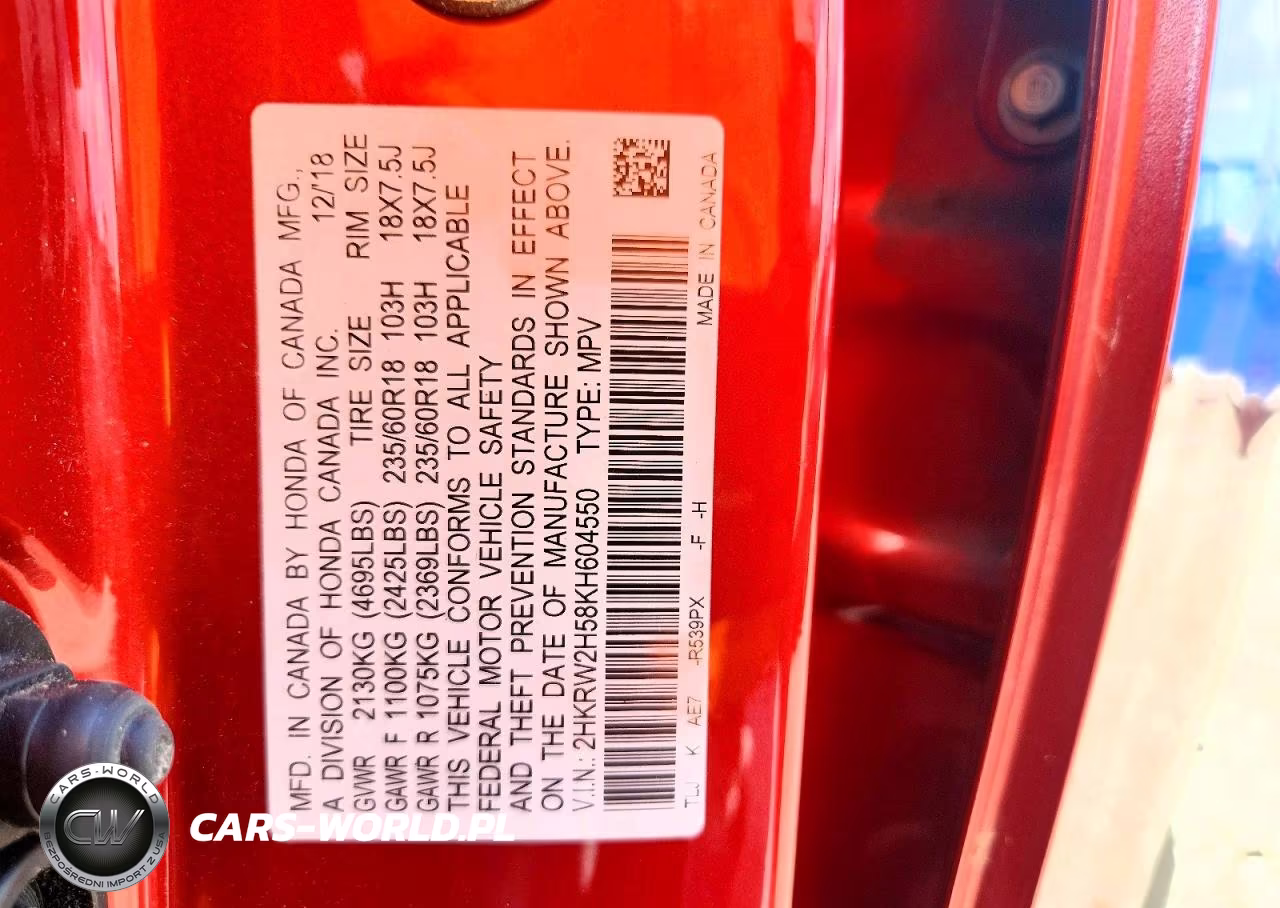 2019 Honda Cr-V Ex VIN:2HKRW2H58KH604550 - 12