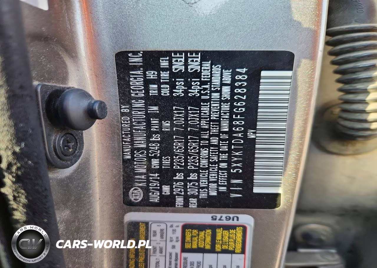 2015 Kia Sorento Lx VIN:5XYKTDA68FG628384 - 14