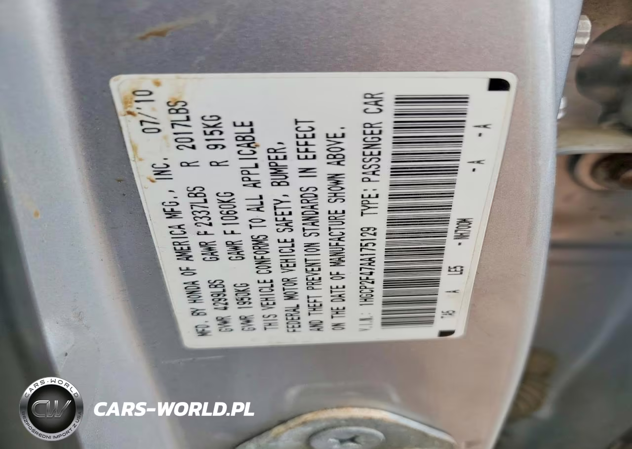 2010 Honda Accord Lxp VIN:1HGCP2F47AA175129 - 13