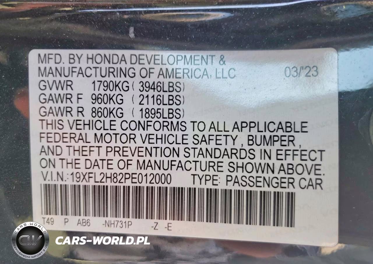 2023 Honda Civic Sport VIN:19XFL2H82PE012000 - 13