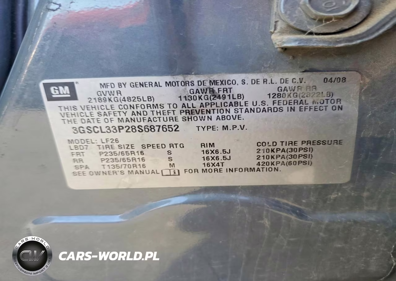 2008 Saturn Vue Xe VIN:3GSCL33P28S687652 - 12
