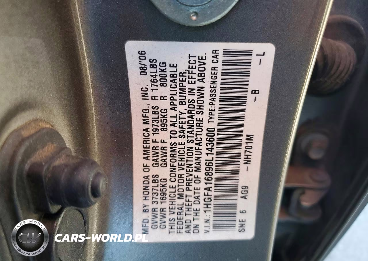 2006 Honda Civic Ex VIN:1HGFA16896L143600 - 13