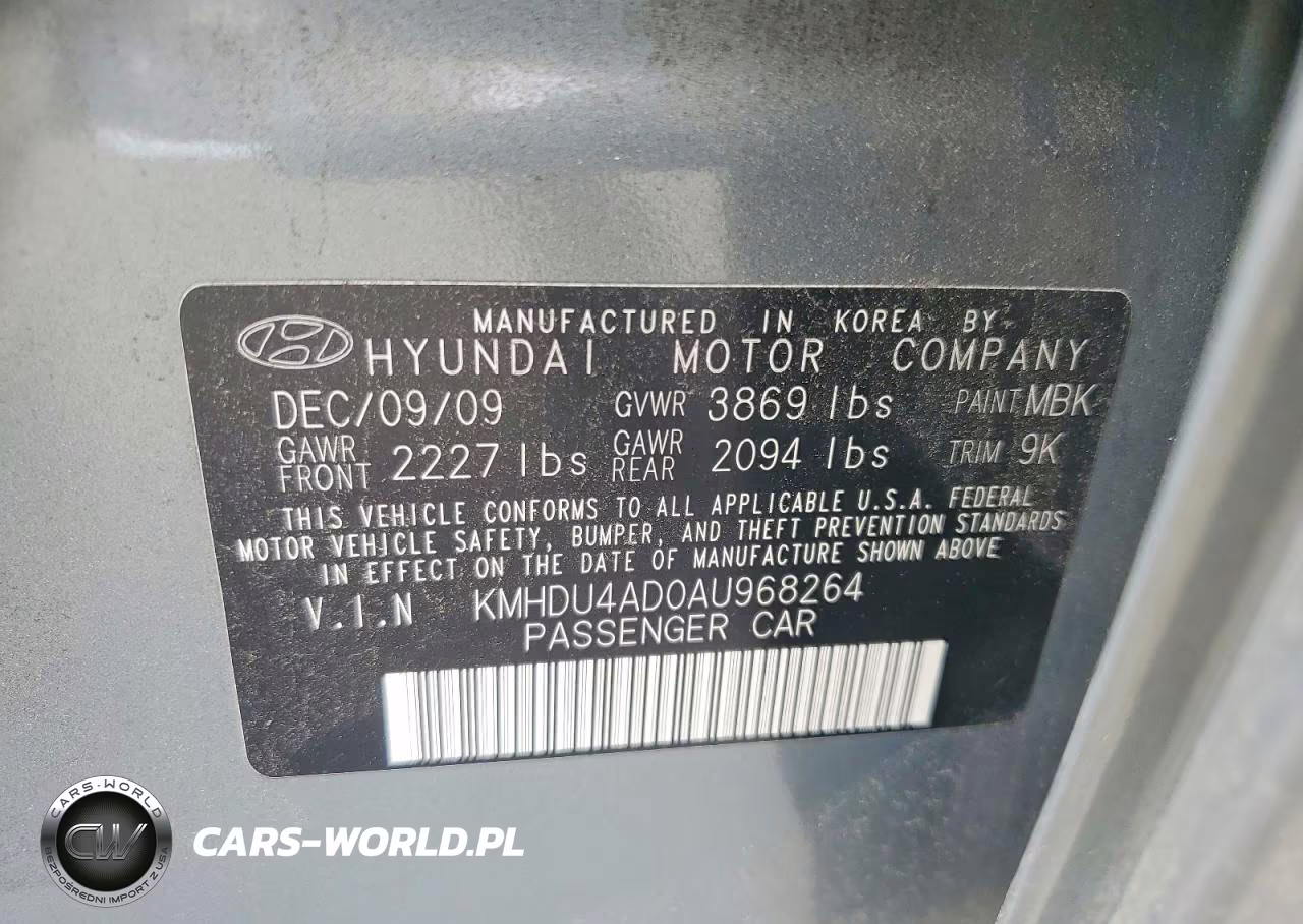 2010 Hyundai Elantra Gls VIN:KMHDU4AD0AU968264 - 12