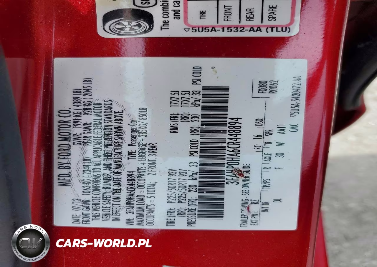 2012 Ford Fusion Se VIN:3FAHP0HA6CR448894 - 12