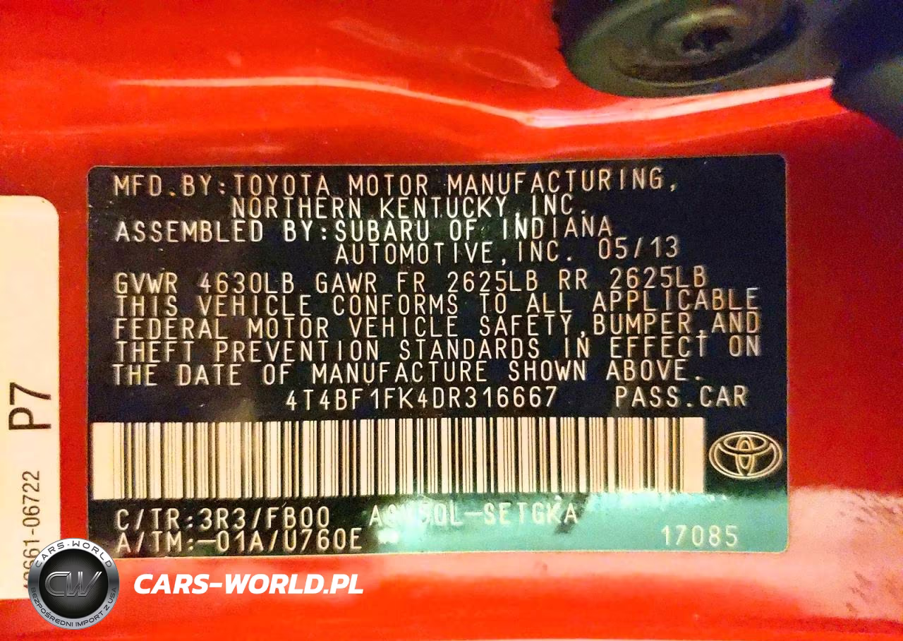 2013 Toyota Camry Xle VIN:4T4BF1FK4DR316667 - 12