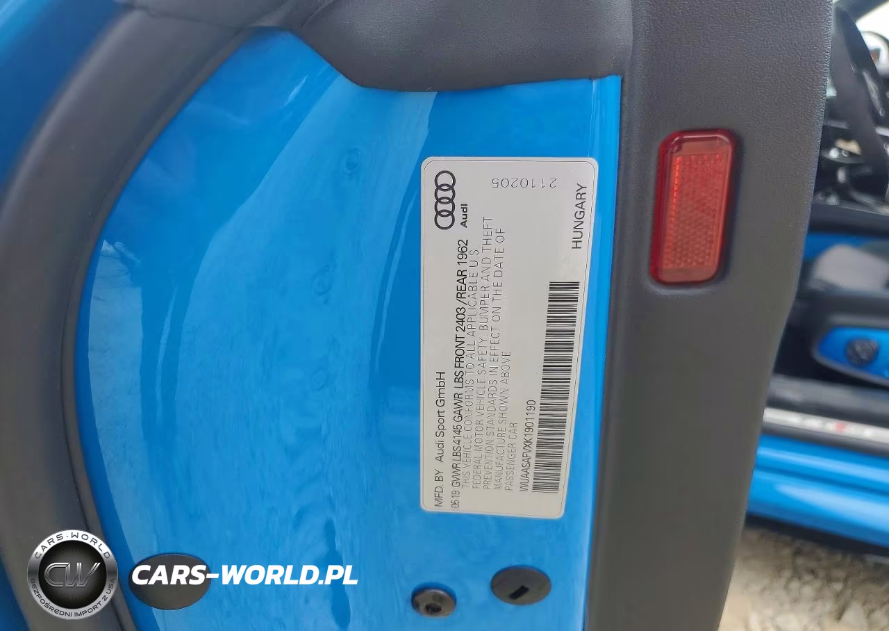 2019 Audi Tt Rs VIN:WUAASAFVXK1901190 - 12