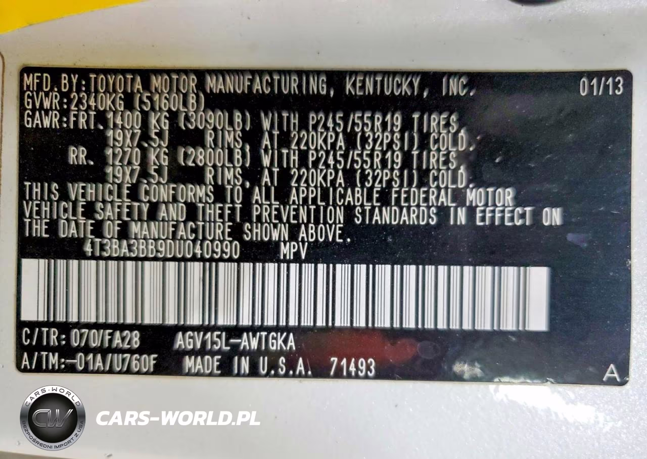 2013 Toyota Venza Le VIN:4T3BA3BB9DU040990 - 13