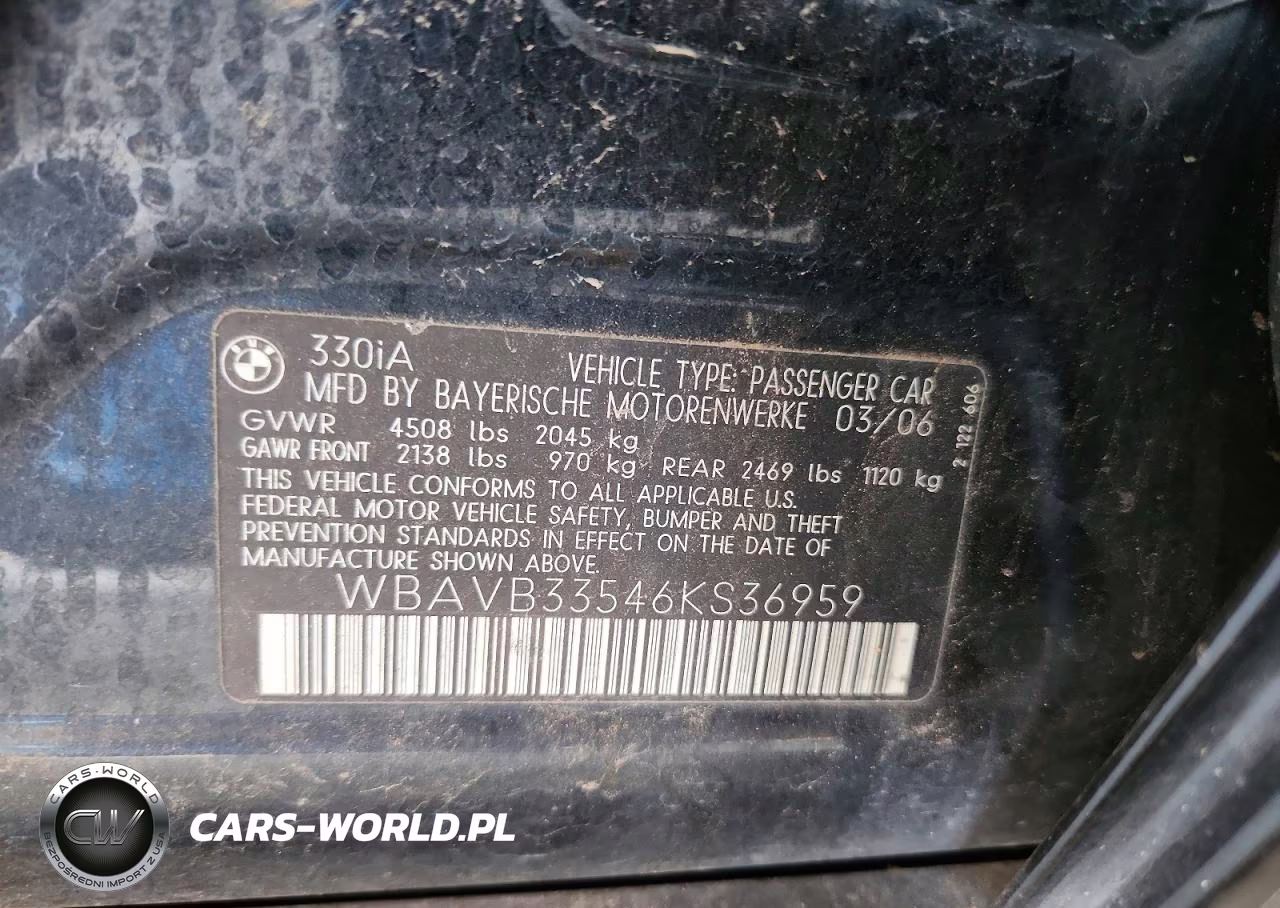 2006 BMW 330 I VIN:WBAVB33546KS36959 - 12