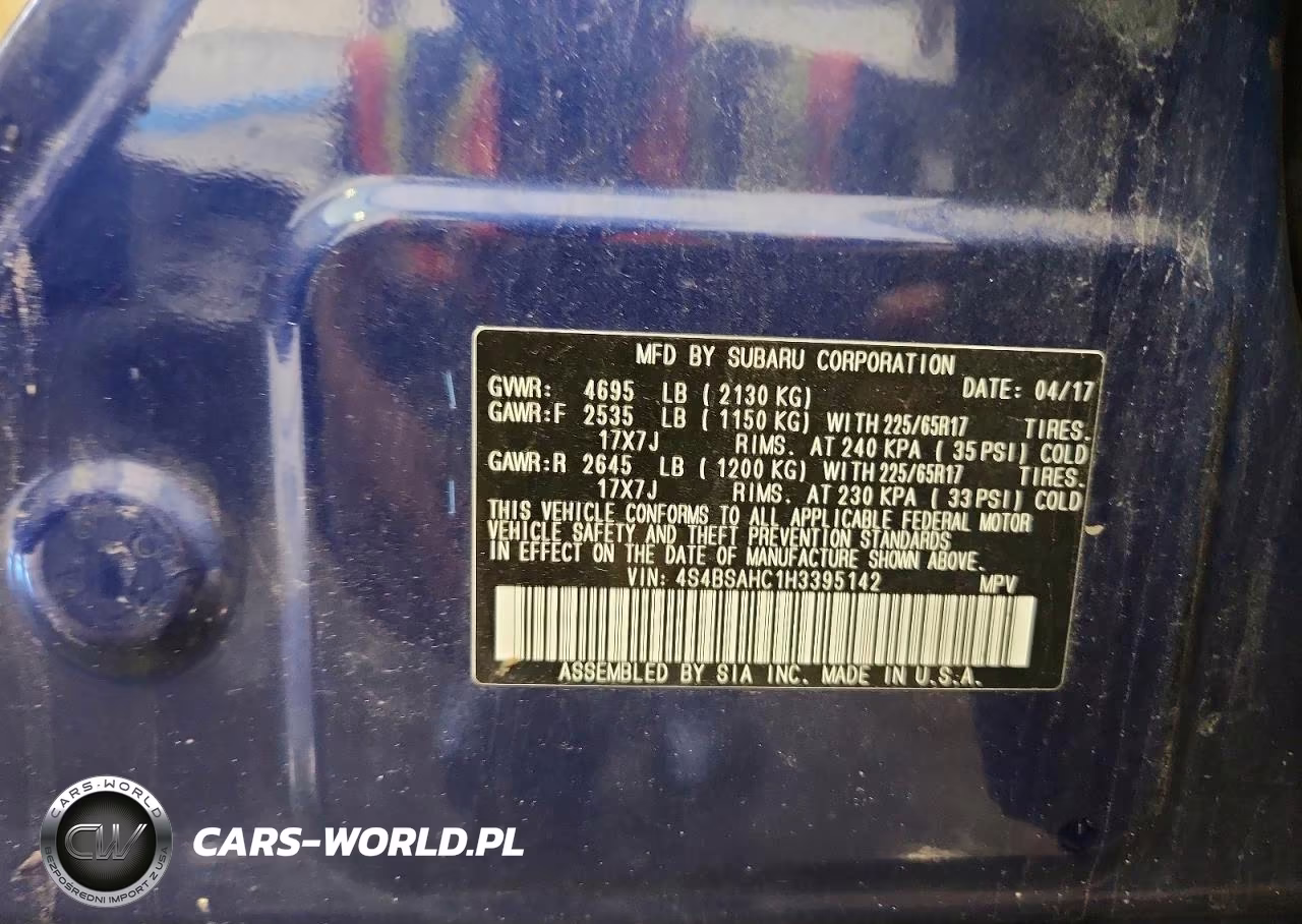 2017 Subaru Outback 2.5I Premium VIN:4S4BSAHC1H3395142 - 13