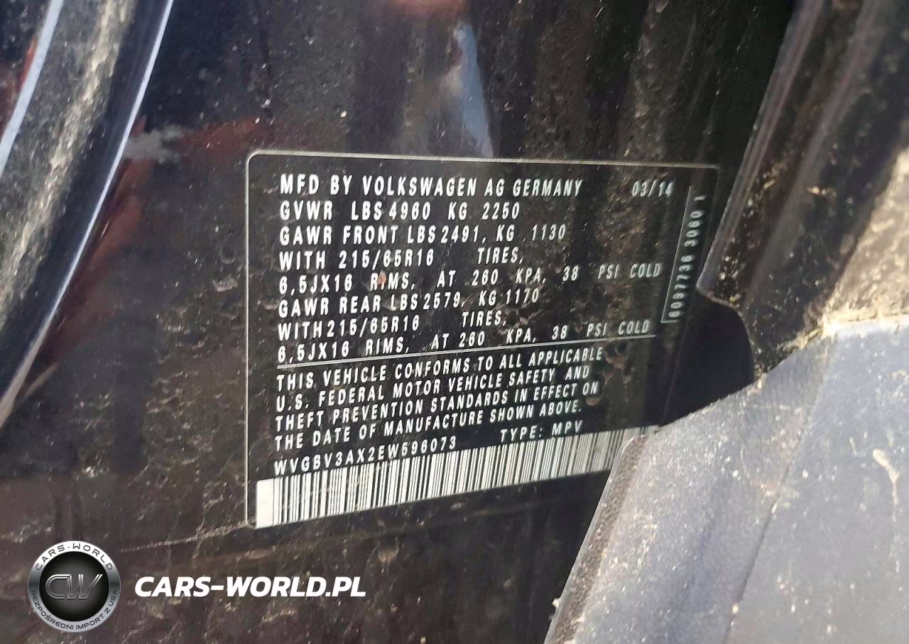 2014 Volkswagen Tiguan S VIN:WVGBV3AX2EW596073 - 12