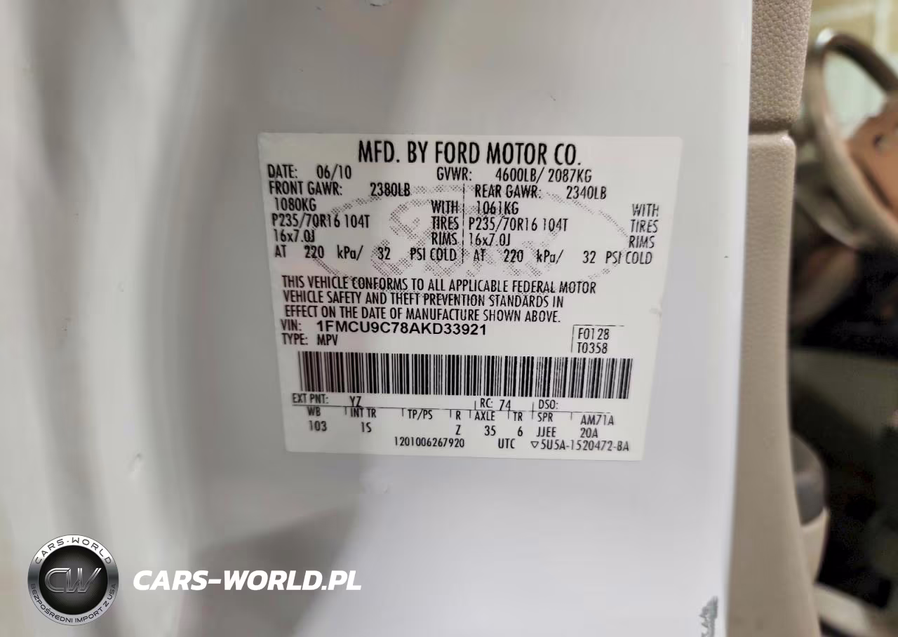 2010 Ford Escape Xls VIN:1FMCU9C78AKD33921 - 13