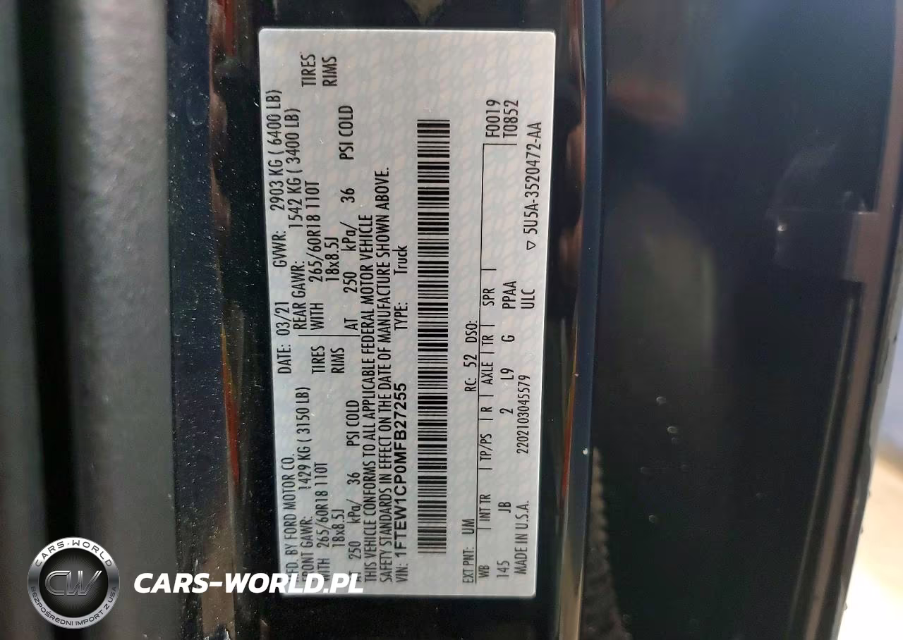 2021 Ford F150 Supercrew VIN:1FTEW1CP0MFB27255 - 12