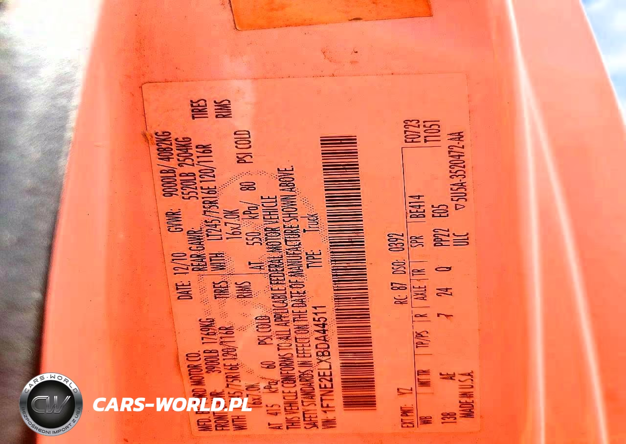 FORD ECONOLINE VIN:1FTNE2ELXBDA44511 - 13