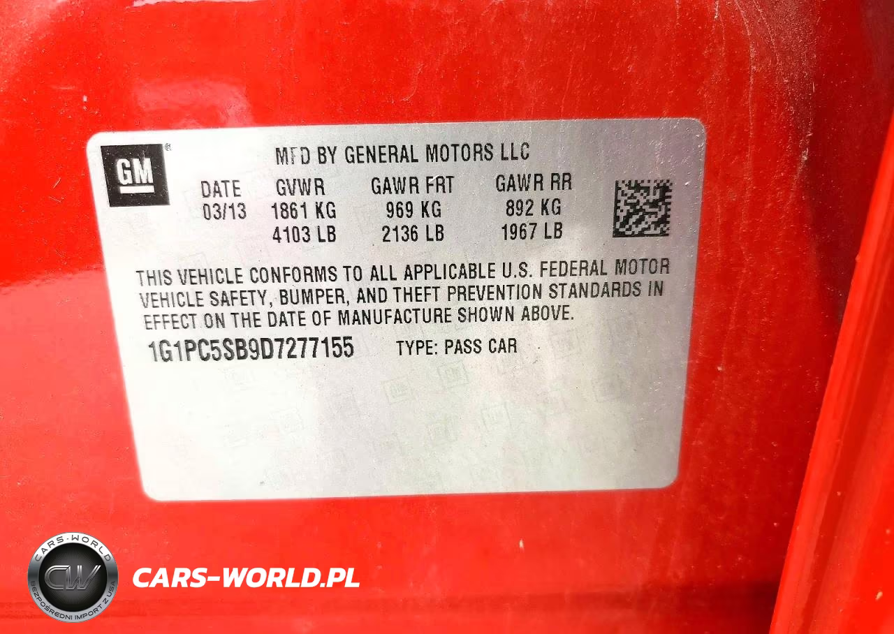 2013 Chevrolet Cruze Lt VIN:1G1PC5SB9D7277155 - 12