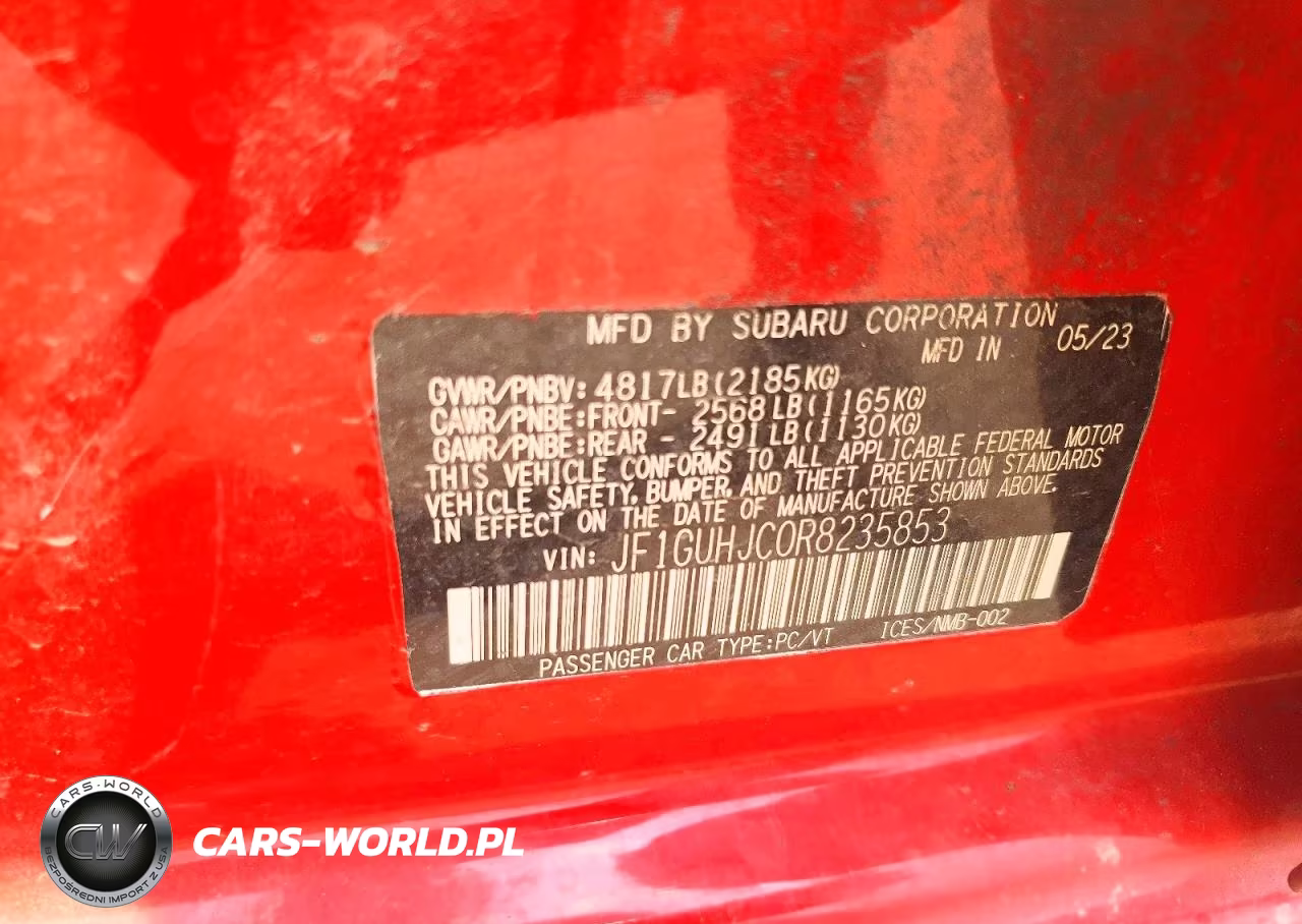 SUBARU IMPREZA RS VIN:JF1GUHJC0R8235853 - 12