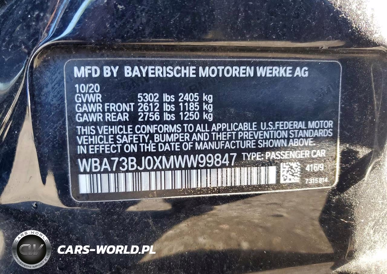 2021 BMW 540 Xi VIN:WBA73BJ0XMWW99847 - 12