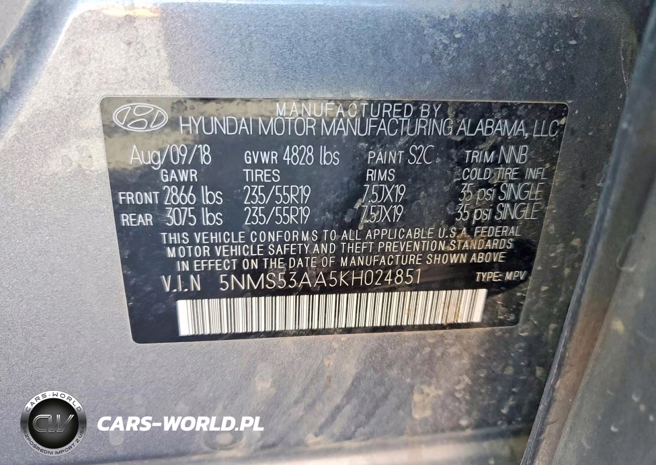 2019 Hyundai Santa Fe Ultimate 2.0T VIN:5NMS53AA5KH024851 - 13