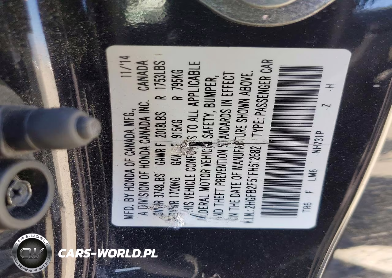 2015 Honda Civic Lx VIN:2HGFB2F51FH512682 - 12