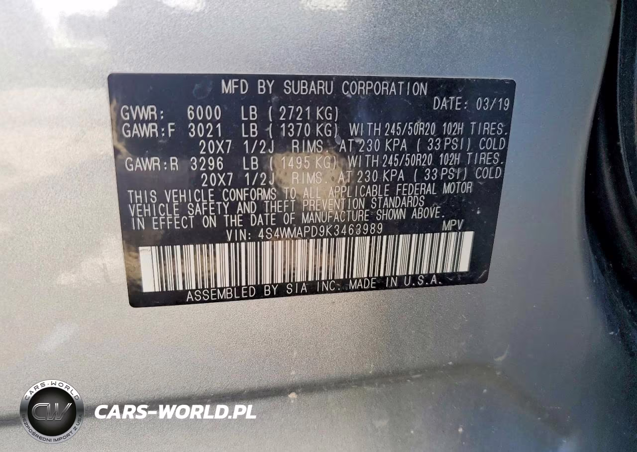 2019 Subaru Ascent Limited VIN:4S4WMAPD9K3463989 - 13