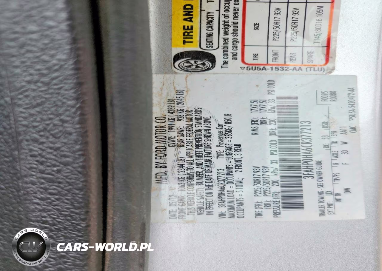 2012 Ford Fusion Se VIN:3FAHP0HA6CR377213 - 12